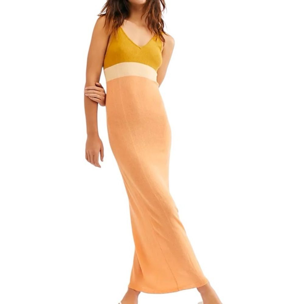 Free People FP Beach Color Block Knit Maxi Dress Size M